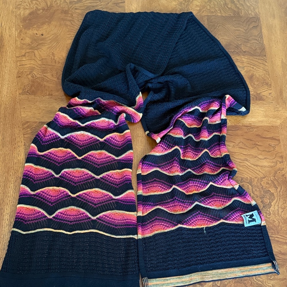 Missoni Multicolor Knit Scarf with Chevron Design